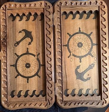 Taxta zərfli nərd taxtası – əl oyma - Material: bərk təbii ağac (tam — 1