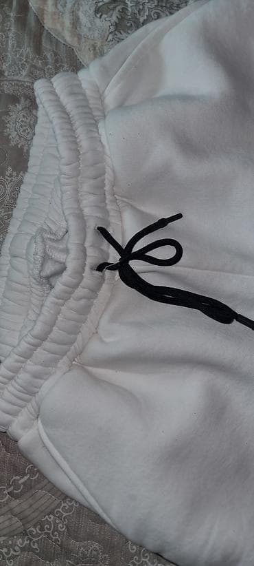 dəri baletkalar: Ağ rəngli kişi/qadın idman şalvarı (unisex) - Model: jogger/kross — 3