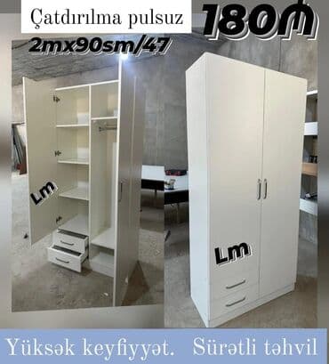 Dolablar: Açılan, 2 qapılı Düz dolab, Qarderob, paltar dolabı — 1