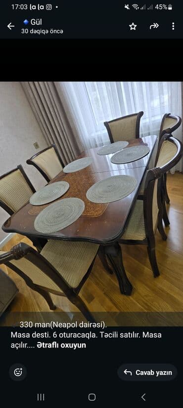 gullerin satisi: ✔️330 man(Neapol dairəsi). Masa desti. 6 oturacaqla. Təcili satılır — 1