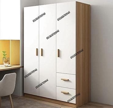 iş kreslo: Yeni, 3 qapılı, Güzgülü, Ağ, Digər material, Açılan, Düz dolab — 3