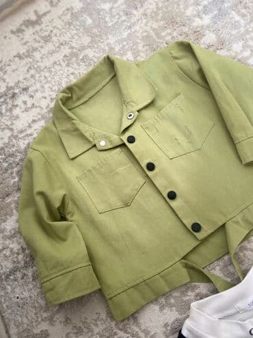 стильная детская одежда: Uşaq geyim dəsti - Parça 1: Açıq yaşıl rəngdə qısa kəsimli yüngül — 1