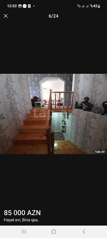 bina az ev alqi satqisi: Binə qəsəbəsində həyət evi. ışıq, qaz, su, kombi, 5 otaqlı sənət — 6