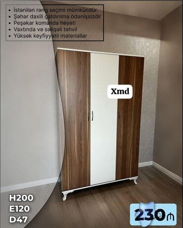 taxta dolab: Paltar üçün, Açılan, Korpuslu, 3 qapılı — 1