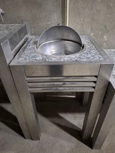 стол для кормления: Paslanmayan metaldan hazırlanmış, mərmər səthli yemək paylama stolu — 2