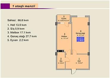 serfeli ipoteka evler: 2 otaqlı, Yeni tikili, 72 kv. m — 7