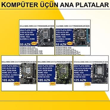 Kompüter üçün Ana Platalar ⭐DDR3 LGA 1155 Alfa H61 (Yeni) - 55 AZN