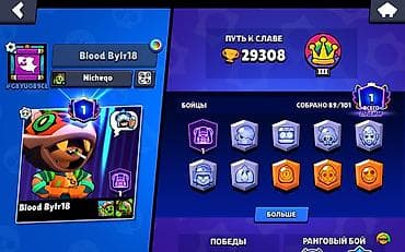 Brawl Stars akkauntu 89 karakter 1 prime 29 min kupa rare sakinlər — 2