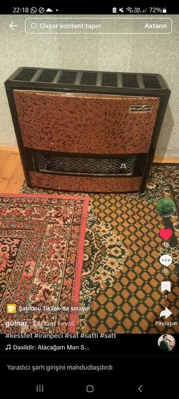 ikinci əl iran sobaları: İran Peçi, İşlənmiş, yanacaq - Qaz — 1