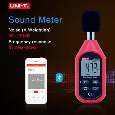 8 lik dikt: Səs ölcən cihaz. Sonомetr. Model: UNI-T UT353 - Telefona proqramla — 2