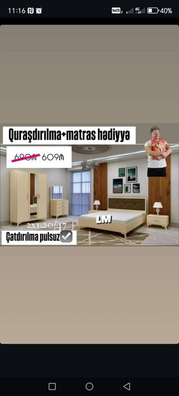 tuba: 2 təknəfərlik çarpayı, Dolab, Komod, Termo, Türkiyə, Yeni — 8