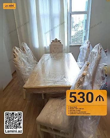 Qonaq otağı üçün, Açılmayan, Dördbucaq masa, 6 stul — 1