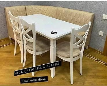 madeyra metbex stolu: Mətbəx üçün, Açılmayan, Dördbucaq masa, 2 stul — 1