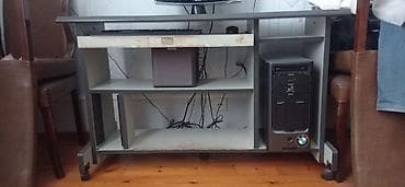 plastik masalar: Kompüter masası – təkərli, çox bölməli model - Geniş üst səth — 1