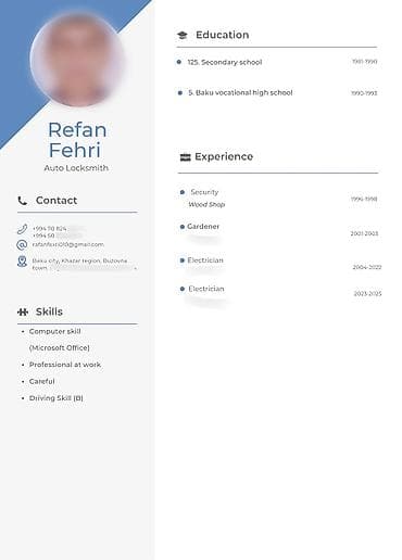 Reklam, çap: CV hazırlama xidməti. 5 manata hazırlanıb tez vaxtda təhvil verilir — 5