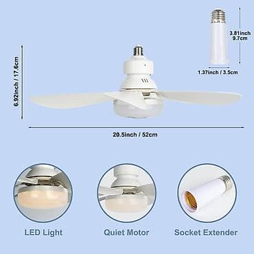 ventil: Patrona bağlanan Pultlu Tavan sərinkeşi + LED Lampa (40W) 52sm . ❄️ — 8