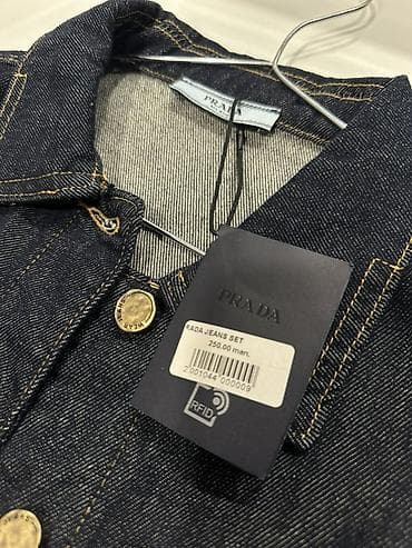 jılet: Prada denim dəst – jilet və ətək - Material: qalın tünd indiqo denim — 5