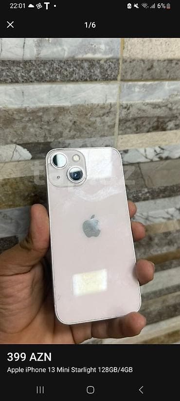 iphone şəki: IPhone 13 mini, 128 GB, Starlight, Face ID — 1