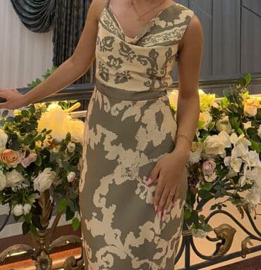 qızlar üçün donlar: Zərif naxışlı midi don - Rəng: zeytun-yaşıl və krem tonlarında — 1