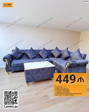 Künc divan – Kod: 2524 - Ölçülər: 280 × 200 sm - Mexanizm: açılan — 1