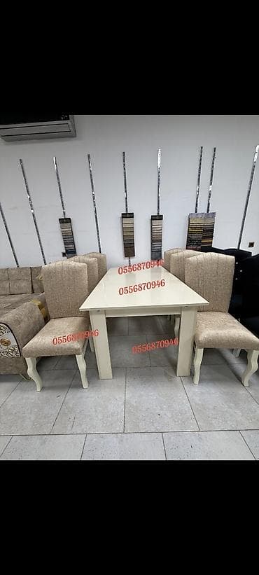 Qonaq otağı üçün, Yeni, Açılmayan, Dördbucaq masa, 6 stul