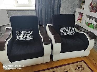 resm seti: Qonaq otağı dəsti – divan və 2 ədəd kreslo - Rəng: qara — 2