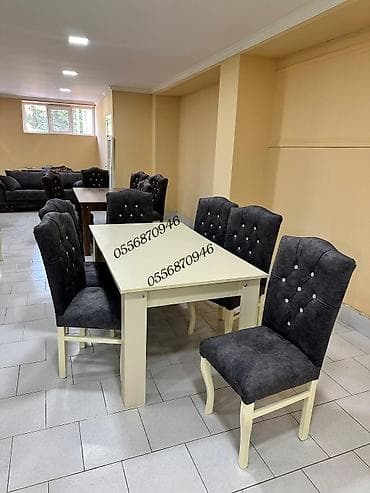 Mətbəx üçün, Yeni, Açılmayan, Dördbucaq masa, 6 stul