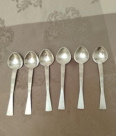 Мельхиор маленькие ложки. Новые 1972 год. Таллинский завод. 6 əd 30man