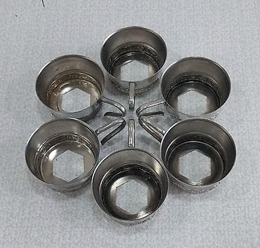 xurustal stekan: Stəkanlar, rəng - Gümüşü, 6 ədədli dəst, SSRİ — 4