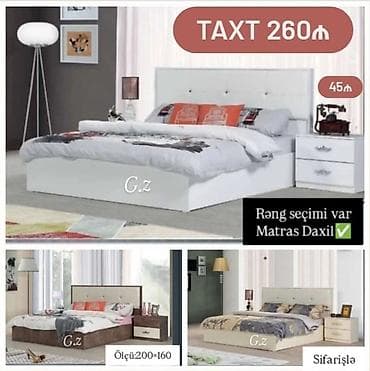 Yataq dəsti – Taxt - Ölçü: 200×160 - Matras daxildir - Rəng seçimi