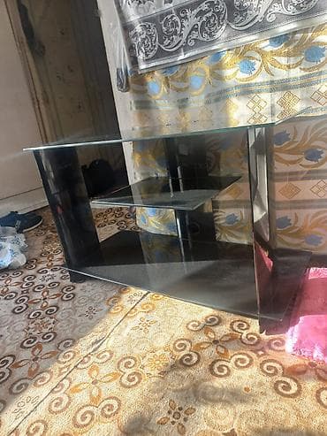 televizor alti: Düz TV altlığı, Polkalı, Şüşəli — 4