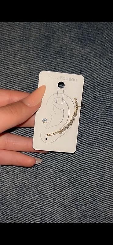 Qızılı rəng ear cuff və zərgərtaşı (strass) klips qulaq sırğası seti — 1