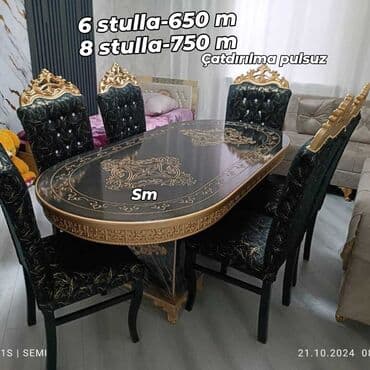 stul ev ucun: Qonaq otağı üçün, Açılmayan, Dördbucaq masa, 4 stul — 24