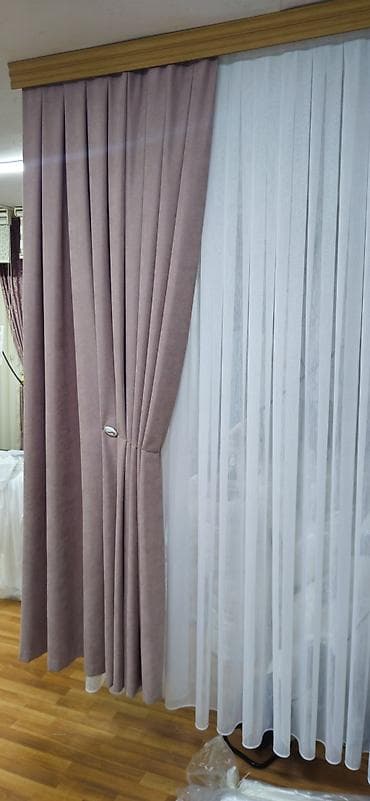 Şamdanlar: Məhsul: Qalın pərdə + tül dəsti - Dizayn: İkiqat kompozisiya – pastel — 1