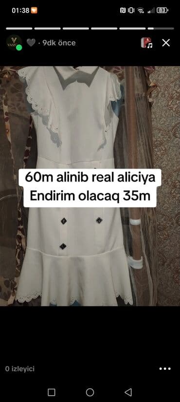 Futbolka və maykalar: Zərif və eleqant səma-mavi don satılır. - Ön hissəsi və manjetləri — 3