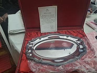 Gümüş örtüklü servis sini dəsti - Klassik fransız üslubunda, dalğalı