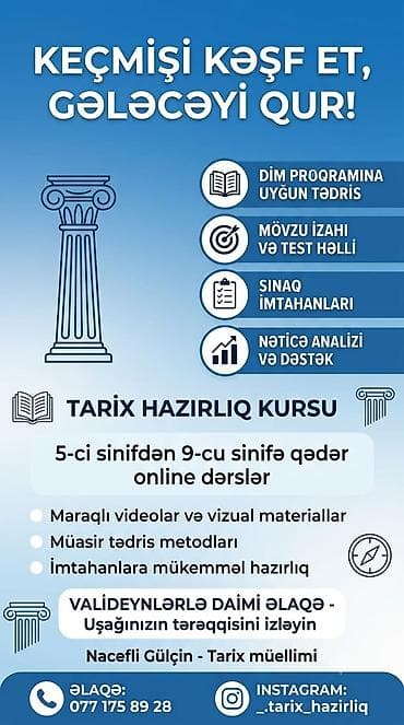 hazırlıq kursu: Repetitor, Tarix, İmtahanlara hazırlıq — 1