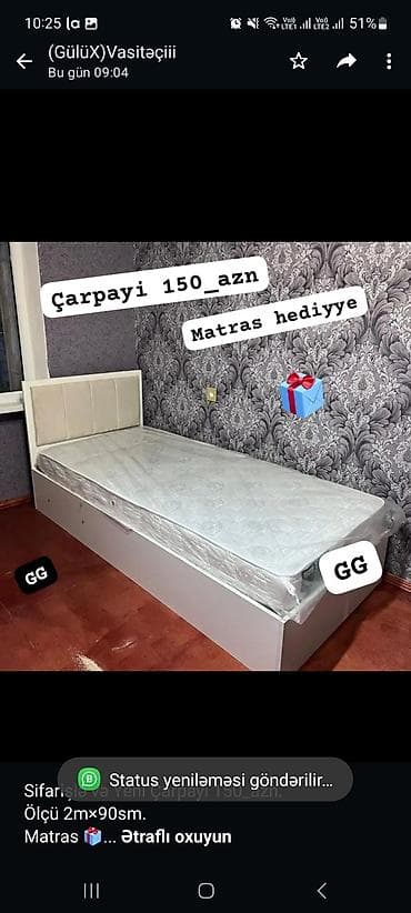 Sifarişlə və Yeni Çarpayi 150_azn. Ölçü 2m×90sm. Matras 🎁 Rəng seçimi lalafo.az -da Sifarişlə və Yeni Çarpayi 150_azn. Ölçü 2m×90sm. Matras 🎁 Rəng seçimi