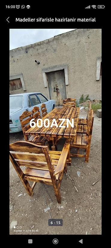 giris qapi: Yeni, Dördbucaq masa, 4 stul, Açılmayan, Stullar ilə, Taxta, Azərbaycan — 6