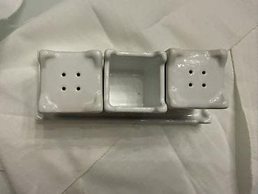 serviz qab: Şüşə servis dəsti + porselen ədviyyatlıq - Material: şəffaf şüşə — 4