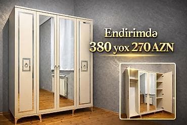 Yeni, 4 qapılı, Güzgülü, Bej, Açılan, Düz dolab lalafo.az -da Yeni, 4 qapılı, Güzgülü, Bej, Açılan, Düz dolab