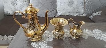 cay desgahi: Çay dəsti, rəng - Qızılı, Metal — 1