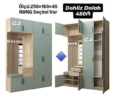 dehliz dolab: 6 qapı, Güzgülü, Digər rəng, Digər material, Açılan, Düz dolab — 1
