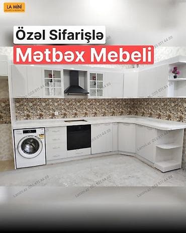 Özəl sifarişlə hazırlanmış mətbəx mebeli - L formalı, erqonomik — 1