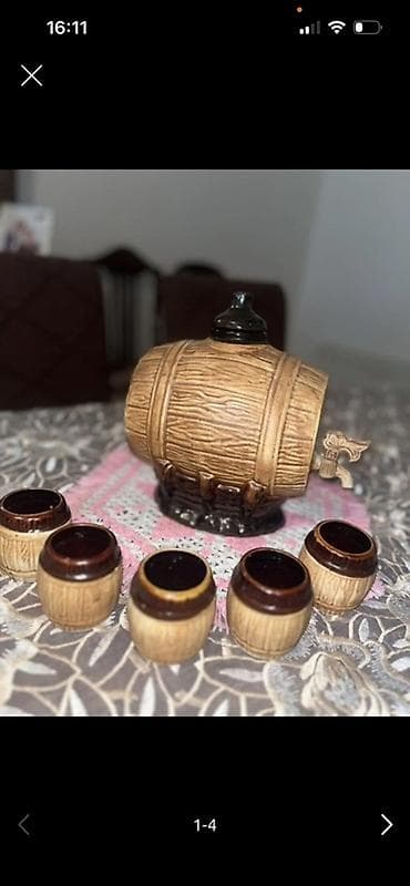 su çəni kredit: Keramika şərab/araq paylama dəsti - Material: keramika - Dizayn: ağac — 1