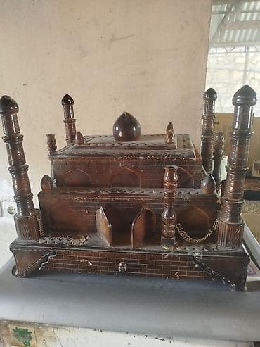 Qələmlər: Taxta dekorativ masaüstü təşkilatçı/kassalı qutu - Material — 1