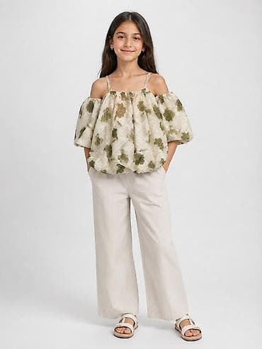 usag geyim: Qız uşaqları üçün yaylıq bluz - Model: off-shoulder (açıq çiyinli) — 1