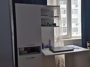 dolap ofis: Ofis/studya üçün künc yazı masası və şkaf modulu - Rəng: ağ - Dizayn — 1