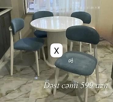 oturaca: Mətbəx üçün yemək dəsti: 1 ədəd dairəvi masa + 4 ədəd stul. - Masa — 1