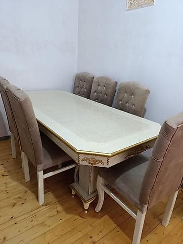 mebel islenmis: Açılmayan, Dördbucaq masa, 6 stul — 1